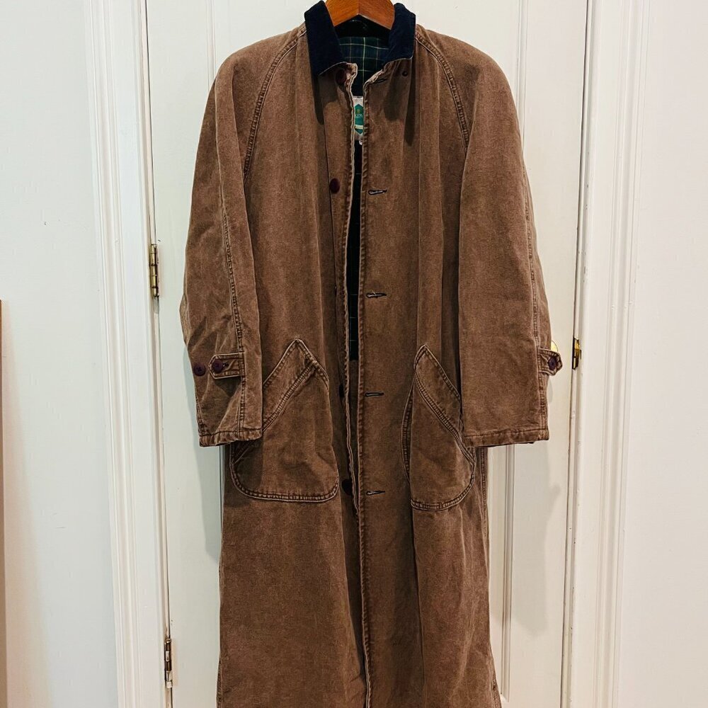VTG Jackeroos Jacket Mens Medium Canvas PLAID Flannel Lined Trench Field Coat - Picture 1 of 16